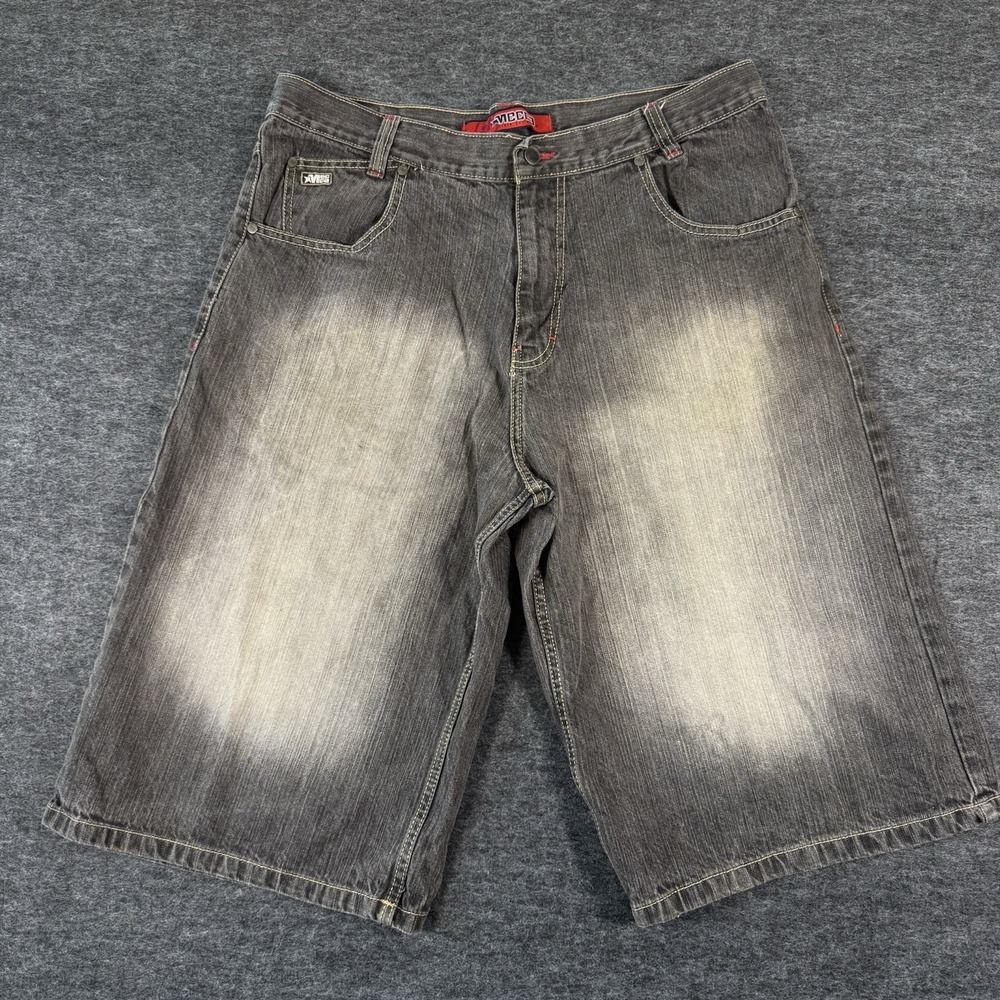 Mecca Shorts Mens 36 Black Denim Jorts Vintage Y2K Hip Hop Rap Distress